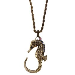 Cam & Zooey Goldtone Blue and Pink Crystal Seahorse Necklace