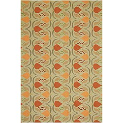 Hand-hooked Green Area Rug (5' x 7' 6)