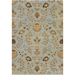 Hand-Tufted Blue/ Brown Floral Wool Area Rug (9' 6 x 13' 6)