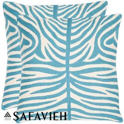 Tiger Stripes 18-inch Embroidered Blue Decorative Pillows (Set of 2)