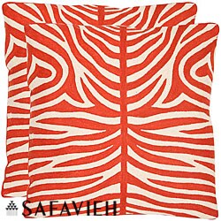 Tiger Stripes 22-inch Embroidered Orange Decorative Pillows (Set of 2)