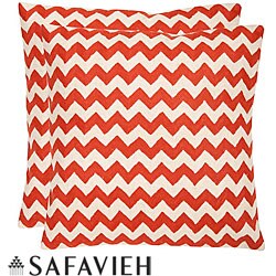 Zig-Zag 22-inch Embroidered Orange Decorative Pillows (Set of 2)
