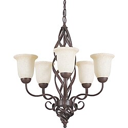 Five Light Rubbed Bronze Chandelier