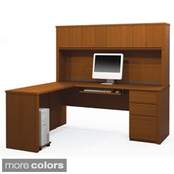 Bestar Prestige Plus L-shaped Workstation with Hutch