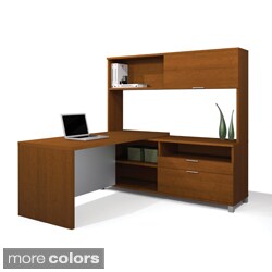 Bestar Pro-Linea L-shaped Desk with Hutch