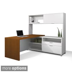 Bestar Pro-Linea L-shaped Desk with Hutch