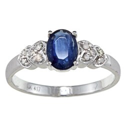 Viducci 10k Gold Blue Sapphire and 1/10ct TDW Diamond Ring (G-H, I1-I2)