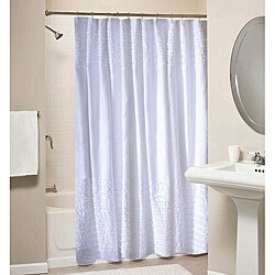 Ruffled White Shower Curtain