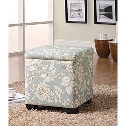 Flower Pattern Fabric Storage Ottoman Stool