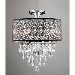 Bubble Shade Crystal and Chrome Flushmount Chandelier