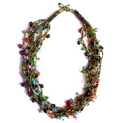 Luzy Amethyst and Glass Bead 'Foliage' Necklace (Guatemala)