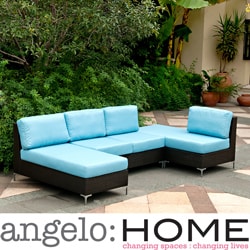 angelo:HOME Napa Springs Ocean Blue 4 Piece Indoor/Outdoor Wicker Sectional Set
