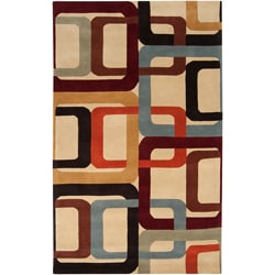 Hand-Tufted Meath Beige/Multi-Colored Contemporary Geometric Wool Rug (12' X 15')