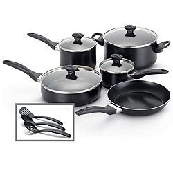 Farberware 12-piece Nonstick Black Cookware Set