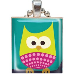 Jesse Janes 'Whoo Ollie Owl' Game Tile Pendant 
