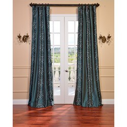 Tulon Ocean Faux Silk Embroidered 120-Inch Curtain Panel