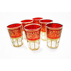 Mek Red Moroccan Tea Glasses (Set of 6)