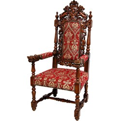 Wood Crimson Fleurs-De-Lis 'Queen Anne' Parlor Chair (China)