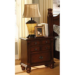 Enitial Lab Gabrielle Dark Cherry Solid Wood Nightstand