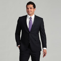 Adolfo Men's 2-button Navy Blue Linen Suit