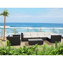 Corona Outdoor Patio Espresso and White 7-Piece Sectional Sofa Set