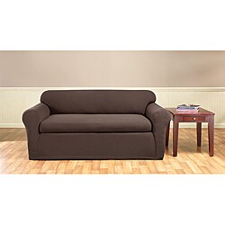  Sure Fit Coffee Stretch Honeycomb 2-Piece Sofa Slipcover