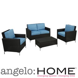 angelo:HOME Napa Springs Ocean Blue 4 Piece Indoor/Outdoor Wicker Furniture Set