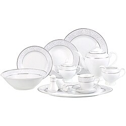 Lorren Home Tuscany Silver 49-Piece Dinnerware Set