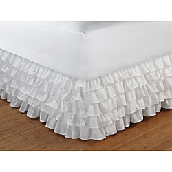 Multi-Ruffle White 15-Inch Drop King Bedskirt