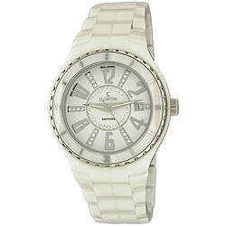 Le Chateau Women's 'Persida' White Ceramic Sapphire Crystal Watch