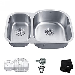 Kraus 32 inch Undermount 65/35 Double Bowl 16 gauge Stainless Steel Kitchen Sink