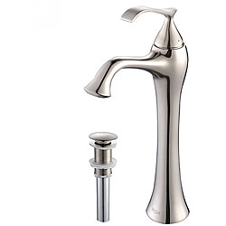 Kraus Ventus Single Lever Vessel Faucet with Pop Up Drain Brushed Nickel