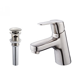 Kraus Ferus Single Lever Basin Faucet and Pop Up Drain with Overflow Brushed Nickel