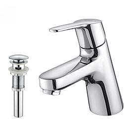 Kraus Ferus Single Lever Basin Faucet and Pop Up Drain with Overflow Chrome