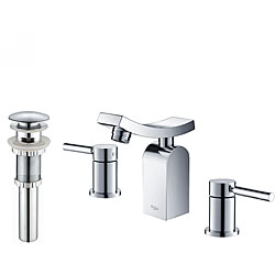 Kraus Unicus Three-hole Basin Faucet and Pop Up Drain with Overflow Chrome