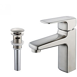 Kraus Virtus Single Lever Basin Faucet and Pop Up Drain with Overflow Brushed Nickel