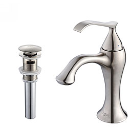 Kraus Ventus Single Lever Basin Faucet and Pop Up Drain with Overflow Brushed Nickel