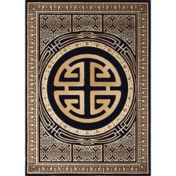 Evolution Black and Tan Polyester Rug (5' x 8')