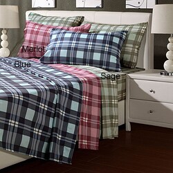 Plaid Microfiber Twin-size Sheet Set