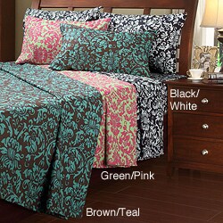 Damask Microfiber Full-size Sheet Set
