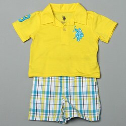 US Polo Infant Boy's Polo with Plaid Shorts