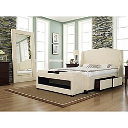 Oxford-X 4-Drawer Queen-size Wheat Fabric Bed
