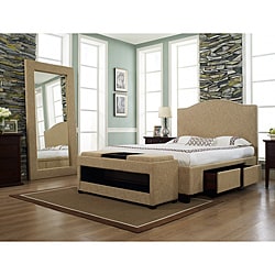  Venice-X Eastern King-size Four-Drawer Almond Fabric Storage Bed