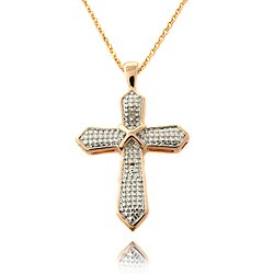 Fusion Rose Gold Overlay Diamond Accent Cross Necklace