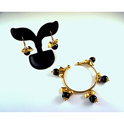 Goldtone Onyx Bracelet and Earrings Set (Thailand)
