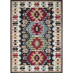 Hand-hooked Rancho Black Rug (3'6 x 5'6)