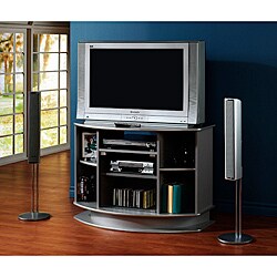 Silver TV Stand with Glass Door 