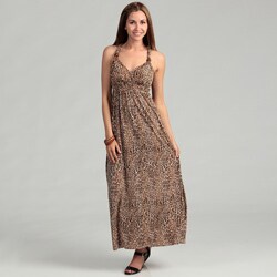 Glamour Women's Brown Animal Print Maxi Dress FINAL SALE