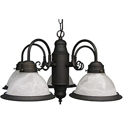 Oiled Rubbed Bronze 5-light Faux Alabaster Glass Bistro Chandelier 