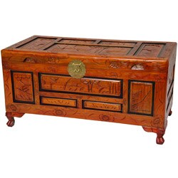 Carved Two-tone Landscape Trunk (China)